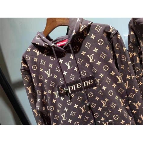 lv x supreme brown hoodie|authentic louis vuitton supreme hoodie.